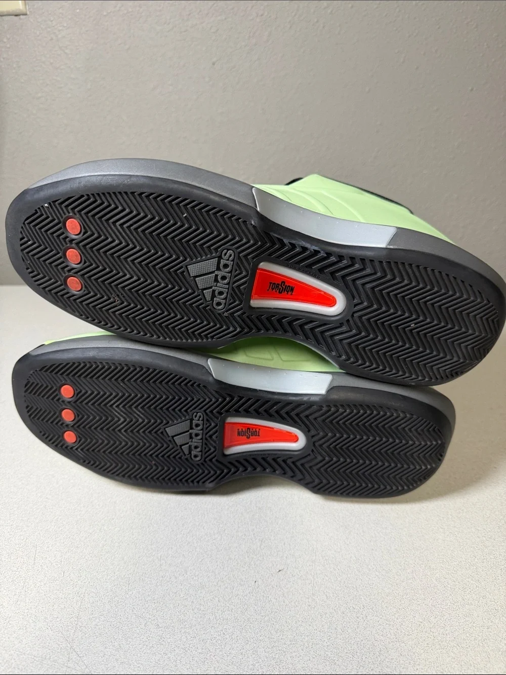 adidas Men's Sneakers Black and Neon Green with Red Accents